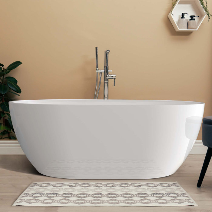 GETPRO 51'' x 27.5'' Freestanding Soaking Acrylic Bathtub Wayfair